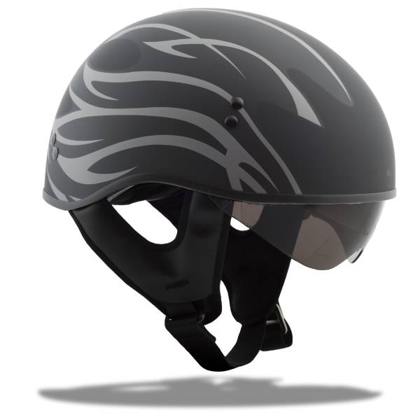 GMAX - GM-65 HALF HELMET GRIT NAKED MATTE BLACK/SILVER 2X - Image 1