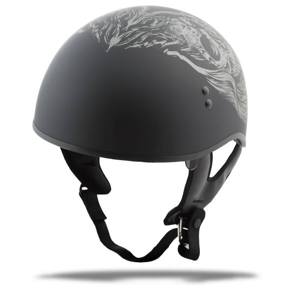 GMAX - HH-65 HALF HELMET GHOST/RIP NAKED MATTE BLACK/SILVER 2X - Image 1