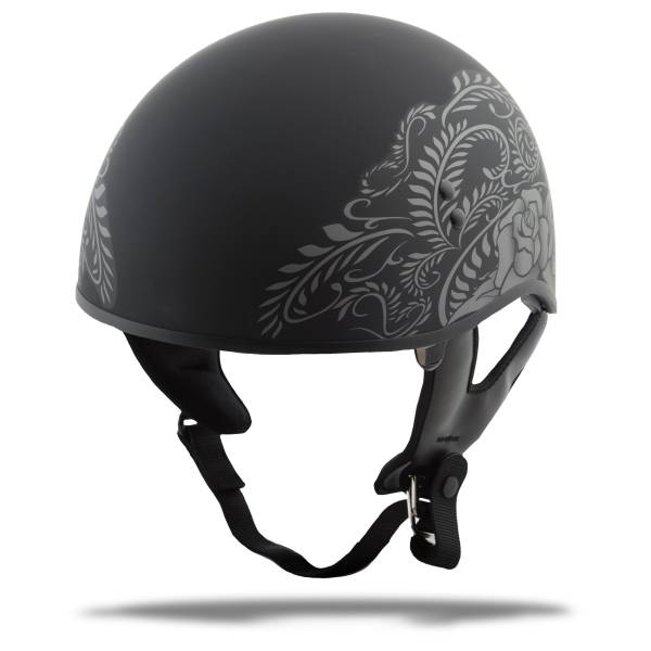 GMAX - HH-65 HALF HELMET ROSE NAKED MATTE BLACK/SILVER LG - Image 1