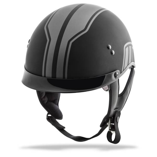 GMAX - HH-65 HALF HELMET FULL DRESSED TWIN MATTE BLACK/SILVER 2X - Image 1