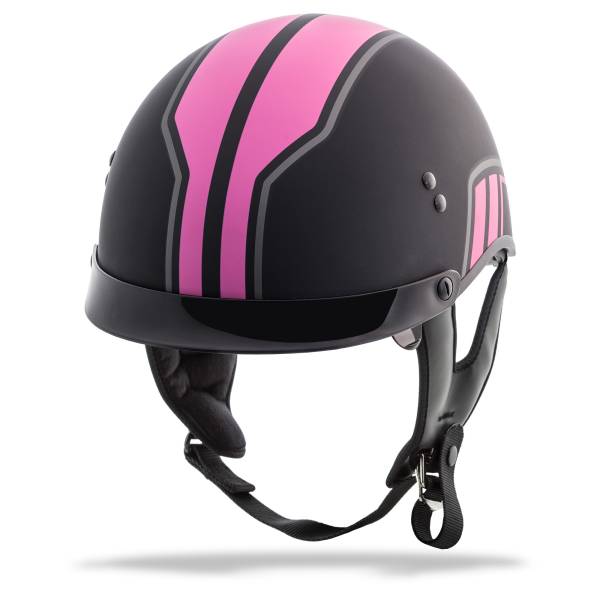 GMAX - HH-65 HALF HELMET FULL DRESSED TWIN MATTE BLACK/PINK LG - Image 1