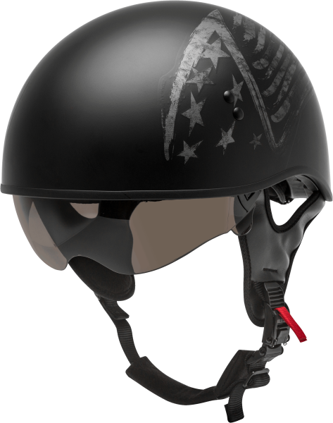 GMAX - HH-65 HALF HELMET BRAVERY MATTE BLACK/GREY 2X - Image 1