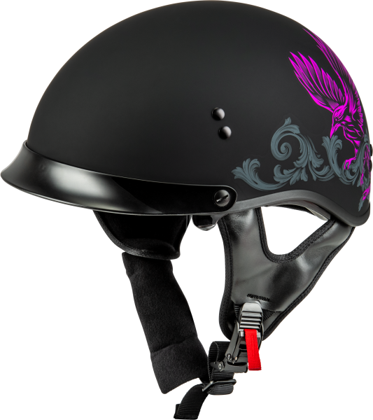 GMAX - HH-65 CORVUS HELMET W/PEAK MATTE BLACK/PURPLE/GREY LG - Image 1