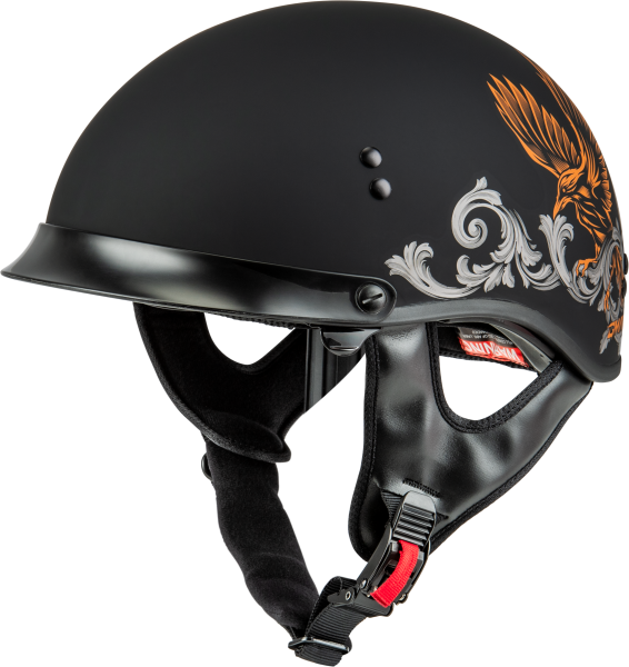 GMAX - HH-65 CORVUS HELMET W/PEAK MATTE BLACK/SILVER/ORANGE 2X - Image 1