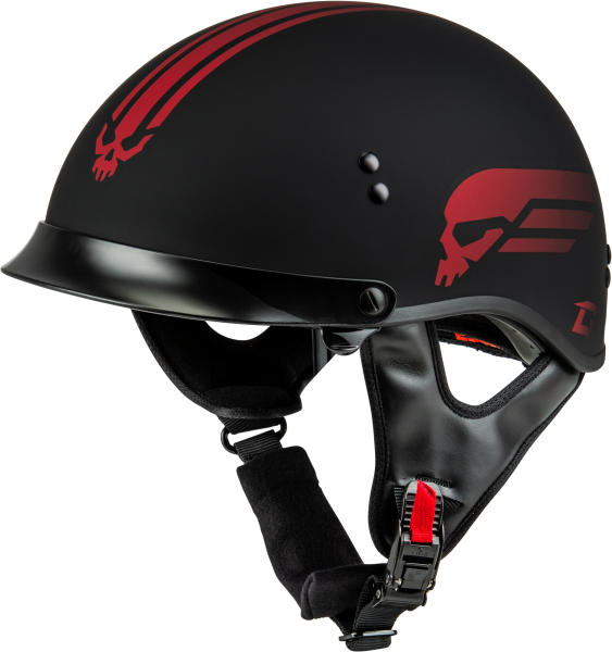 GMAX - HH-65 RETRIBUTION HELMET W/PEAK MATTE BLACK/RED XS - Image 1