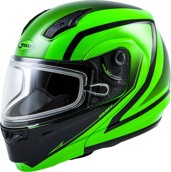 GMAX - MD-04S MODULAR DOCKET SNOW HELMET NEON GREEN/BLACK 2X - Image 1