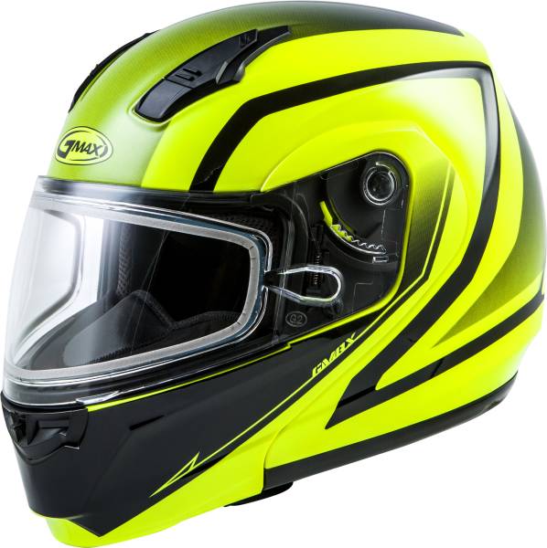 GMAX - MD-04S MODULAR DOCKET SNOW HELMET HI-VIS/BLACK 2X - Image 1