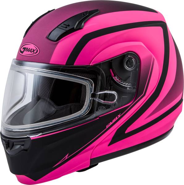 GMAX - MD-04S MODULAR DOCKET SNOW HELMET MATTE NEON PNK/BLK LG - Image 1