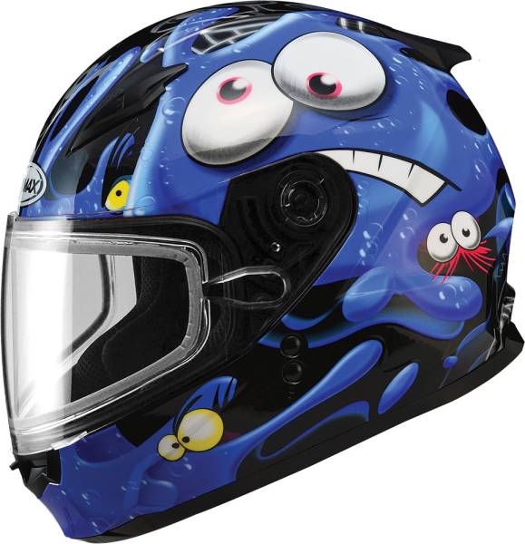 GMAX - GM-49Y SNOW HELMET SLIMED BLACK/BLUE YL - Image 1