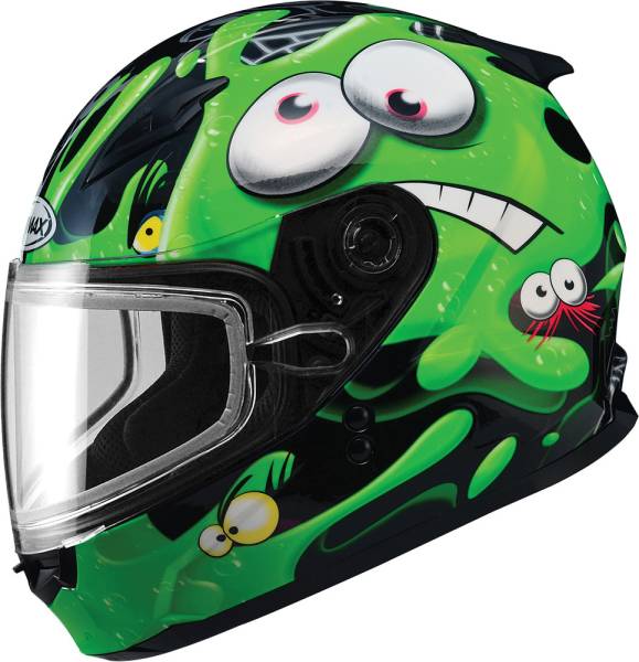 GMAX - GM-49Y SNOW HELMET SLIMED BLACK/GREEN YL - Image 1