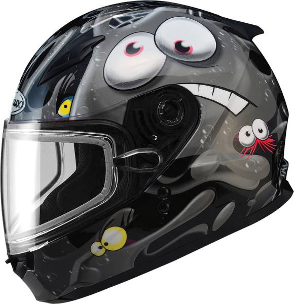 GMAX - GM-49Y SNOW HELMET SLIMED BLACK/SILVER YL - Image 1