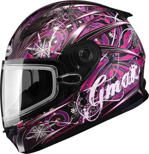 GMAX - GM-49Y SNOW HELMET FLURRY BLACK/PINK/PURPLE YL - Image 1