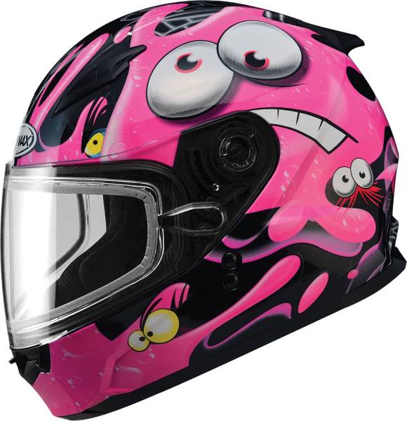 GMAX - GM-49Y SNOW HELMET SLIMED BLACK/PINK YL - Image 1