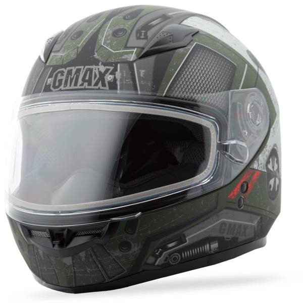 GMAX - GM-49Y SNOW HELMET TROOPER MATTE BLACK/OD GREEN YL - Image 1