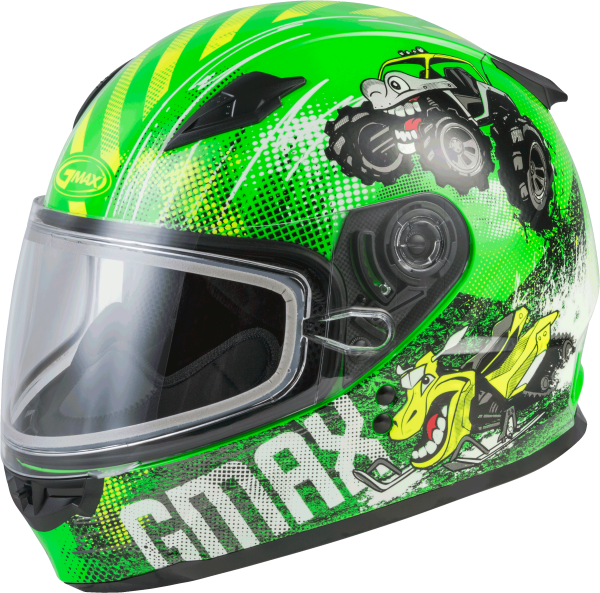 GMAX - YOUTH GM-49Y BEASTS SNOW HELMET NEON GREEN/HI-VIS YL - Image 1