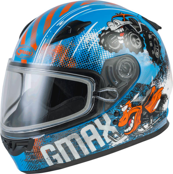 GMAX - YOUTH GM-49Y BEASTS SNOW HELMET BLUE/ORANGE/GREY YL - Image 1