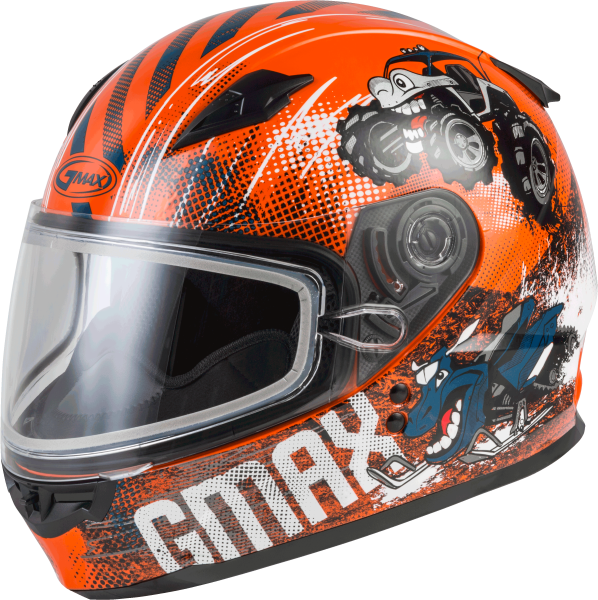 GMAX - YOUTH GM-49Y BEASTS SNOW HELMET ORANGE/BLUE/GREY YL - Image 1