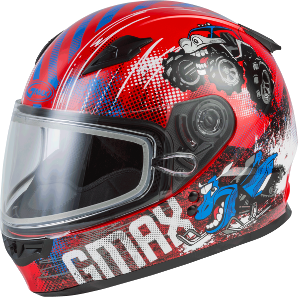 GMAX - YOUTH GM-49Y BEASTS SNOW HELMET RED/BLUE/GREY YL - Image 1