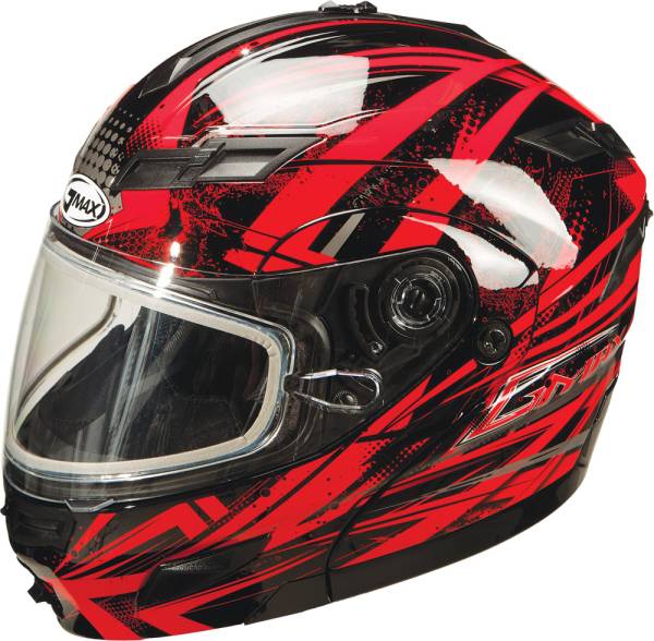 GMAX - GM-54S MODULAR SNOW HELMET BLACK/RED/SILVER XS - Image 1