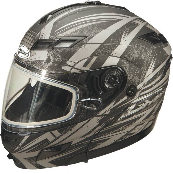 GMAX - GM-54S MODULAR HELMET MATTE BLACK/SILVER 2X - Image 1