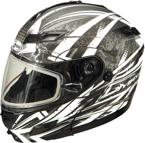 GMAX - GM-54S MODULAR HELMET MATTE BLACK/WHITE/SILVER 2X - Image 1