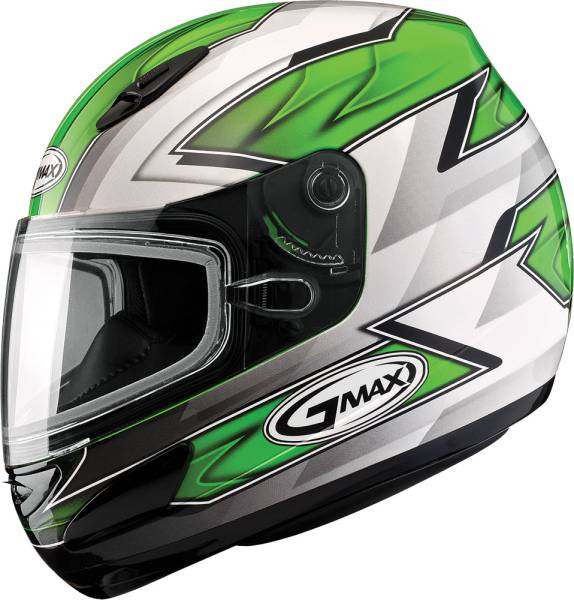 GMAX - GM-48S HELMET RAZOR GREEN/WHITE/SILVER 2X - Image 1