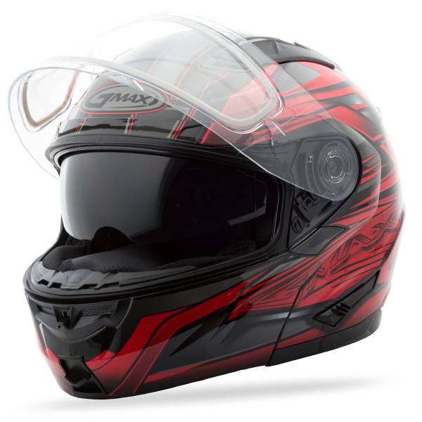 GMAX - GM-64S MODULAR HELMET CARBIDE BLACK/RED 2X - Image 1