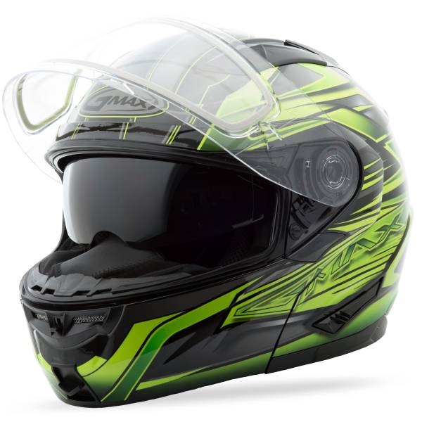 GMAX - GM-64S MODULAR HELMET CARBIDE BLACK/GREEN 2X - Image 1