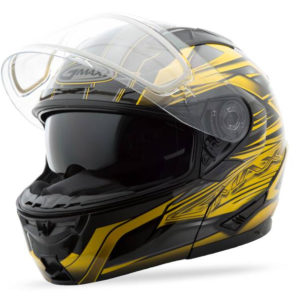 GMAX - GM-64S MODULAR CARBIDE SNOW HELMET BLACK/YELLOW 2X - Image 1