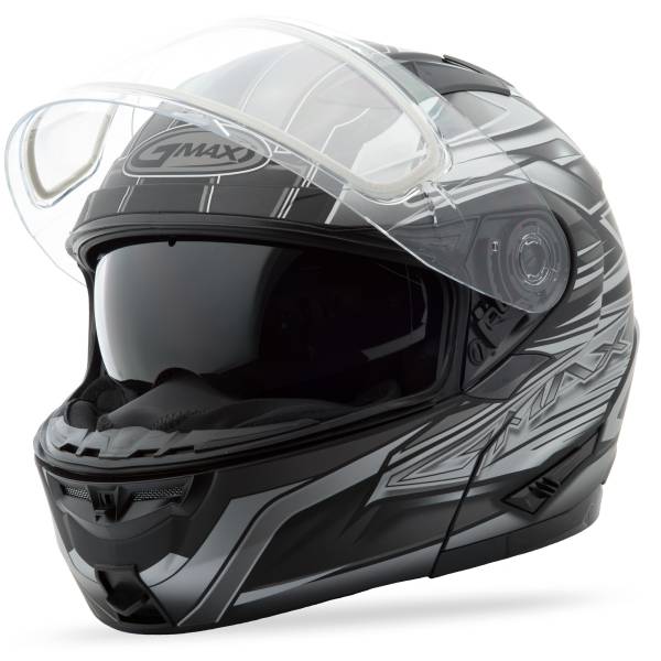 GMAX - GM-64S MODULAR HELMET CARBIDE MATTE BLACK/DARK SILVER 2X - Image 1