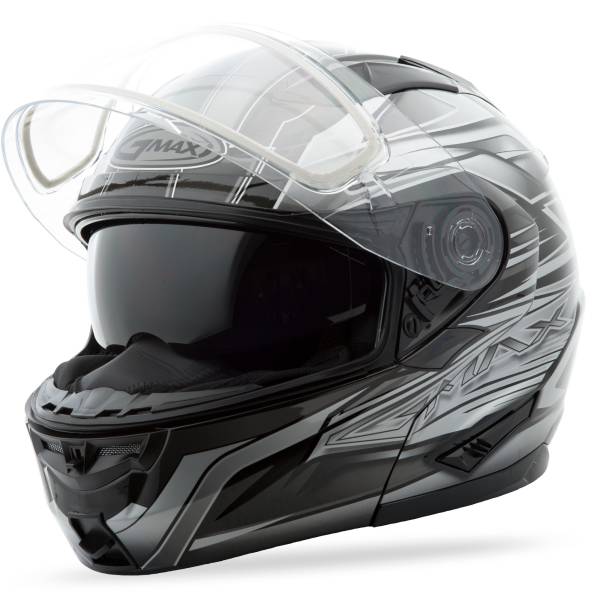 GMAX - GM-64S MODULAR HELMET CARBIDE MATTE BLACK/WHITE 2X - Image 1