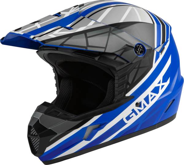 GMAX - YOUTH MX-46Y OFF-ROAD MEGA HELMET MATTE BLUE/BLK/WHITE YL - Image 1