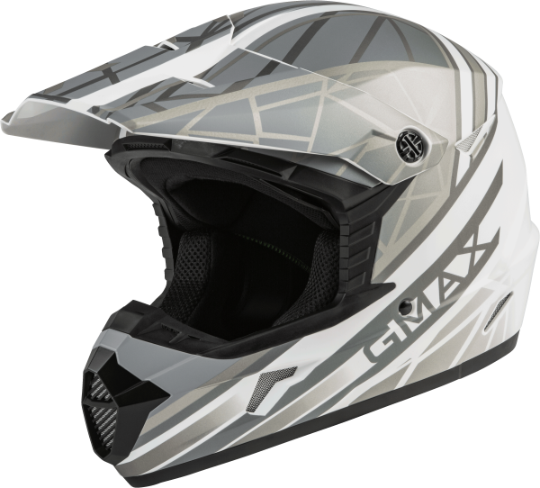 GMAX - YOUTH MX-46Y OFF-ROAD MEGA HELMET MATTE WHITE/SILVER YL - Image 1