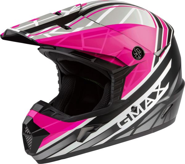 GMAX - YOUTH MX-46Y OFF-ROAD MEGA HELMET MATTE BLK/NEON PINK YL - Image 1