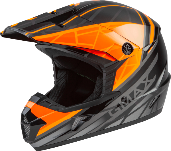 GMAX - YOUTH MX-46Y OFF-ROAD MEGA HELMET BLACK/ORANGE/SILVER YL - Image 1