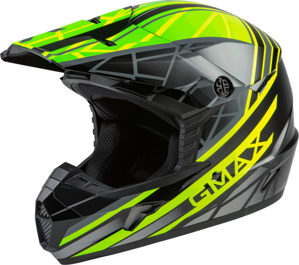 GMAX - YOUTH MX-46Y OFF-ROAD MEGA HELMET BLACK/HI-VIS/GREY YL - Image 1