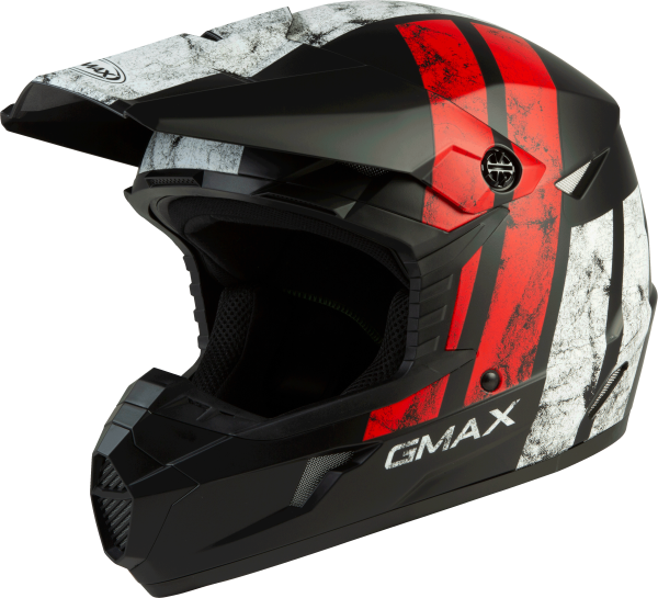 GMAX - YOUTH MX-46Y OFF-ROAD DOMINANT HELMET MATTE BLK/WHITE/RED YL - Image 1