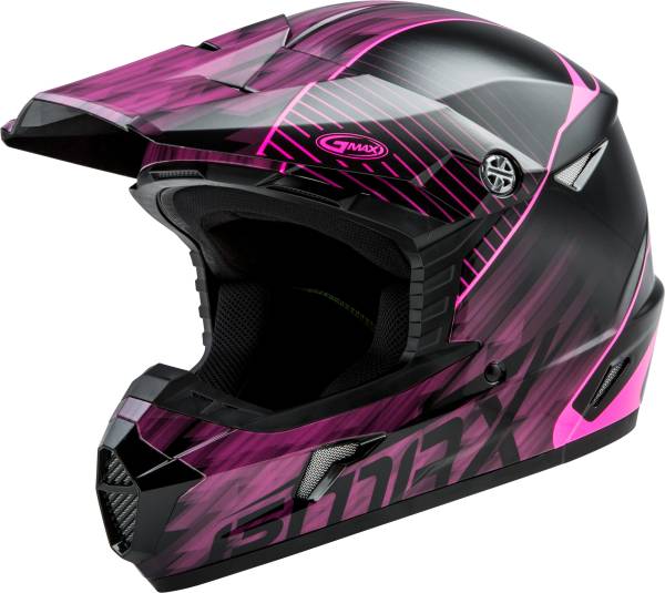 GMAX - YOUTH MX-46Y OFF-ROAD COLFAX HELMET BLACK/HI-VIS PINK YL - Image 1