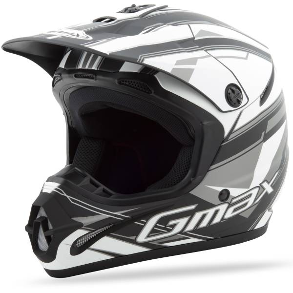 GMAX - GM-46.2X OFF-ROAD TRAXXION HELMET MATTE BLK/WHT/SILVER 2X - Image 1