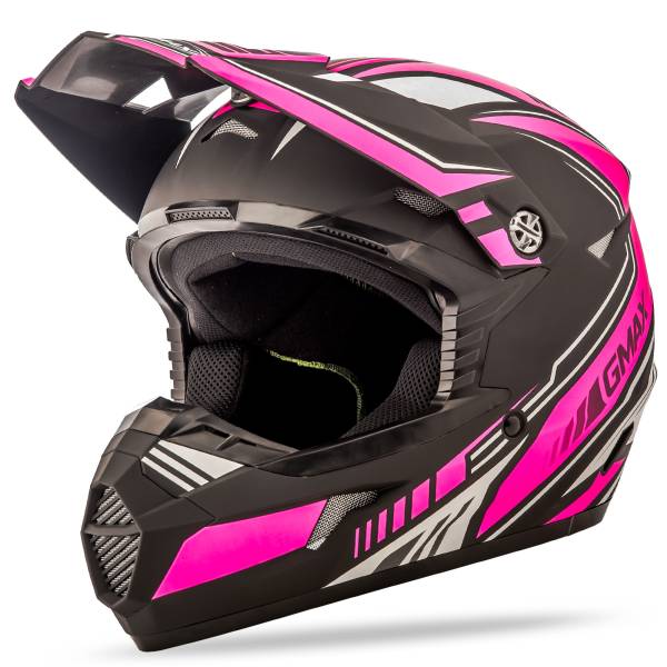 GMAX - YOUTH MX-46Y OFF-ROAD UNCLE HELMET MATTE BLACK/PINK YL - Image 1