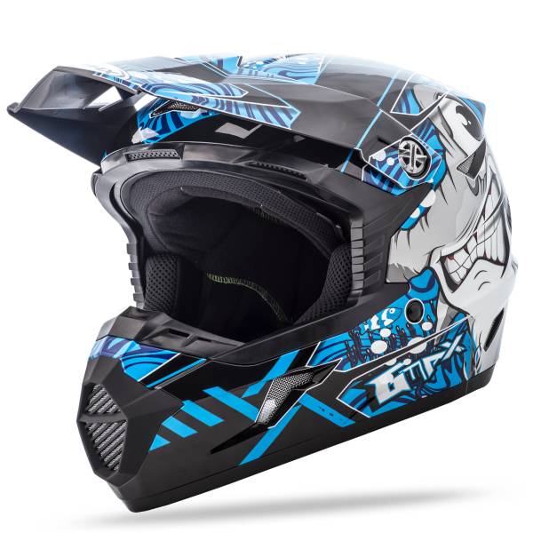 GMAX - YOUTH MX-46Y OFF-ROAD HOOPER HELMET BLACK/BLUE YL - Image 1