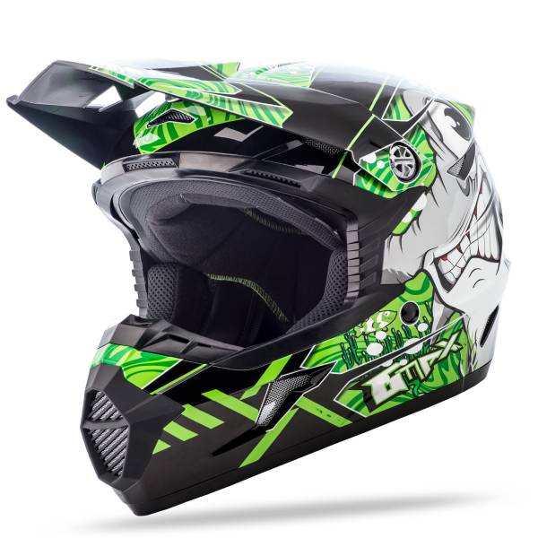 GMAX - YOUTH MX-46Y OFF-ROAD HOOPER HELMET BLACK/GREEN YL - Image 1