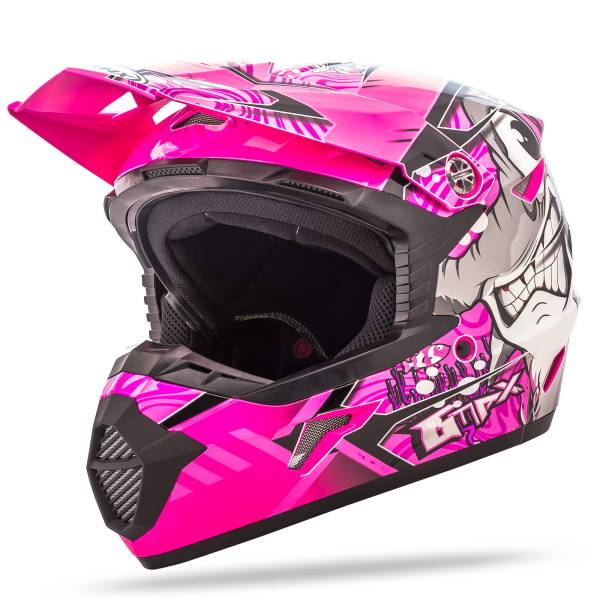 GMAX - YOUTH MX-46Y OFF-ROAD HOOPER HELMET BLACK/PINK/PURPLE YL - Image 1