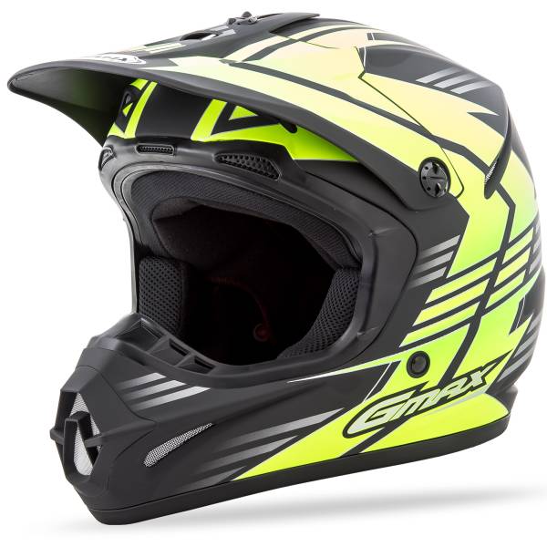 GMAX - GM-46.2X OFF-ROAD RACE HELMET MATTE BLACK/HI-VIS GREEN 2X - Image 1