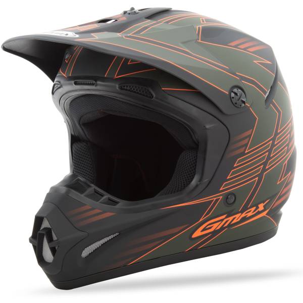 GMAX - GM-46.2X RACE HELMET OD GREEN/ORANGE S - Image 1