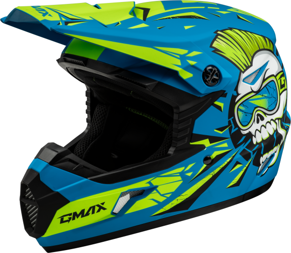 GMAX - YOUTH MX-46Y UNSTABLE HELMET MATTE BLUE/GREEN YL - Image 1