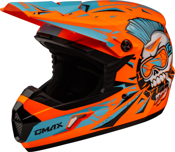 GMAX - YOUTH MX-46Y UNSTABLE HELMET HI VIS ORANGE/BLUE YL - Image 1