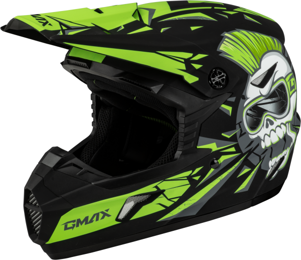 GMAX - YOUTH MX-46Y UNSTABLE HELMET MATTE BLACK/GREEN YL - Image 1