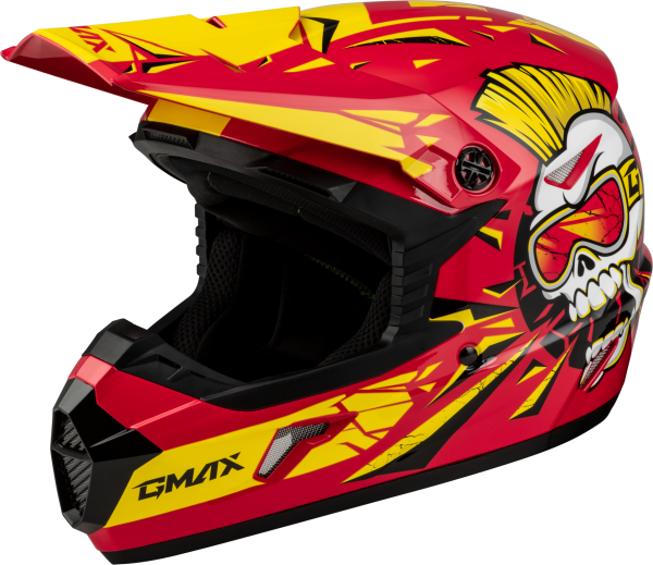 GMAX - YOUTH MX-46Y UNSTABLE HELMET RED/YELLOW YL - Image 1