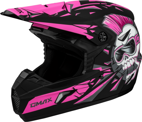 GMAX - YOUTH MX-46Y UNSTABLE HELMET MATTE BLACK/PINK YL - Image 1